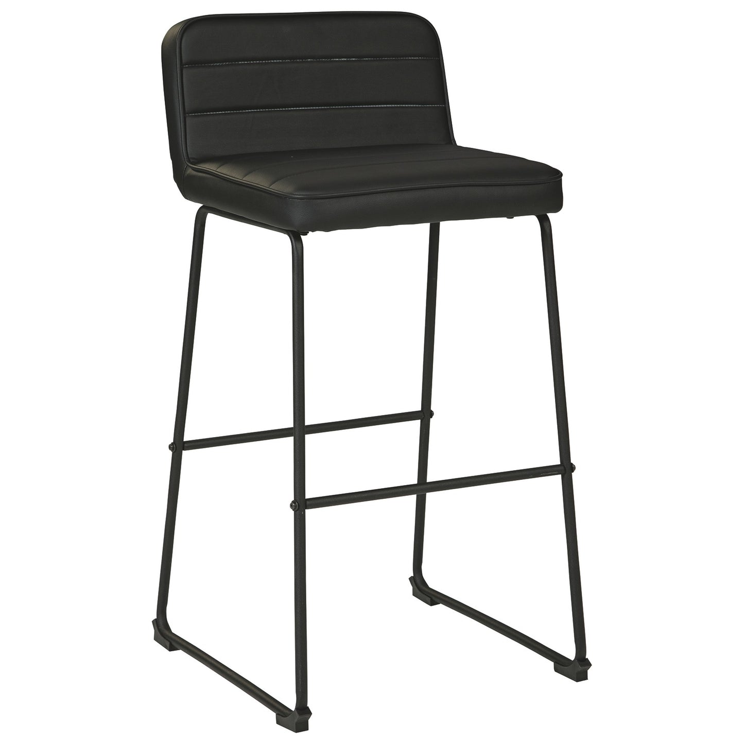 40 Inch Channel Stitched Leatherette Barstool With Sled BaseSet Of 2Black By Benzara | Bar Stools & Tables | Modishstore - 4