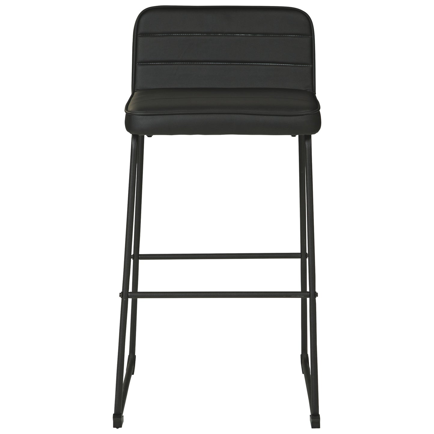 40 Inch Channel Stitched Leatherette Barstool With Sled BaseSet Of 2Black By Benzara | Bar Stools & Tables | Modishstore - 3