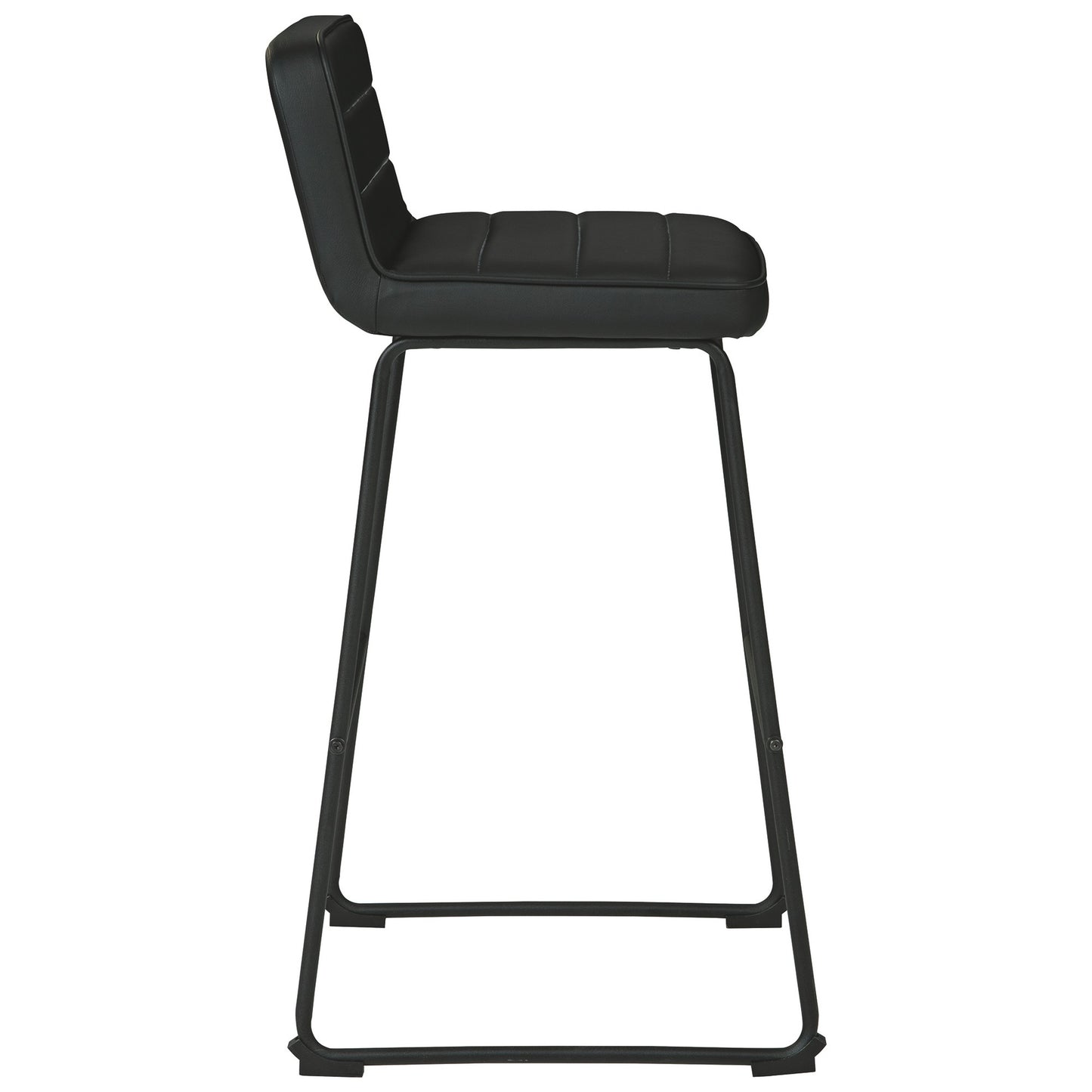 40 Inch Channel Stitched Leatherette Barstool With Sled BaseSet Of 2Black By Benzara | Bar Stools & Tables | Modishstore - 2