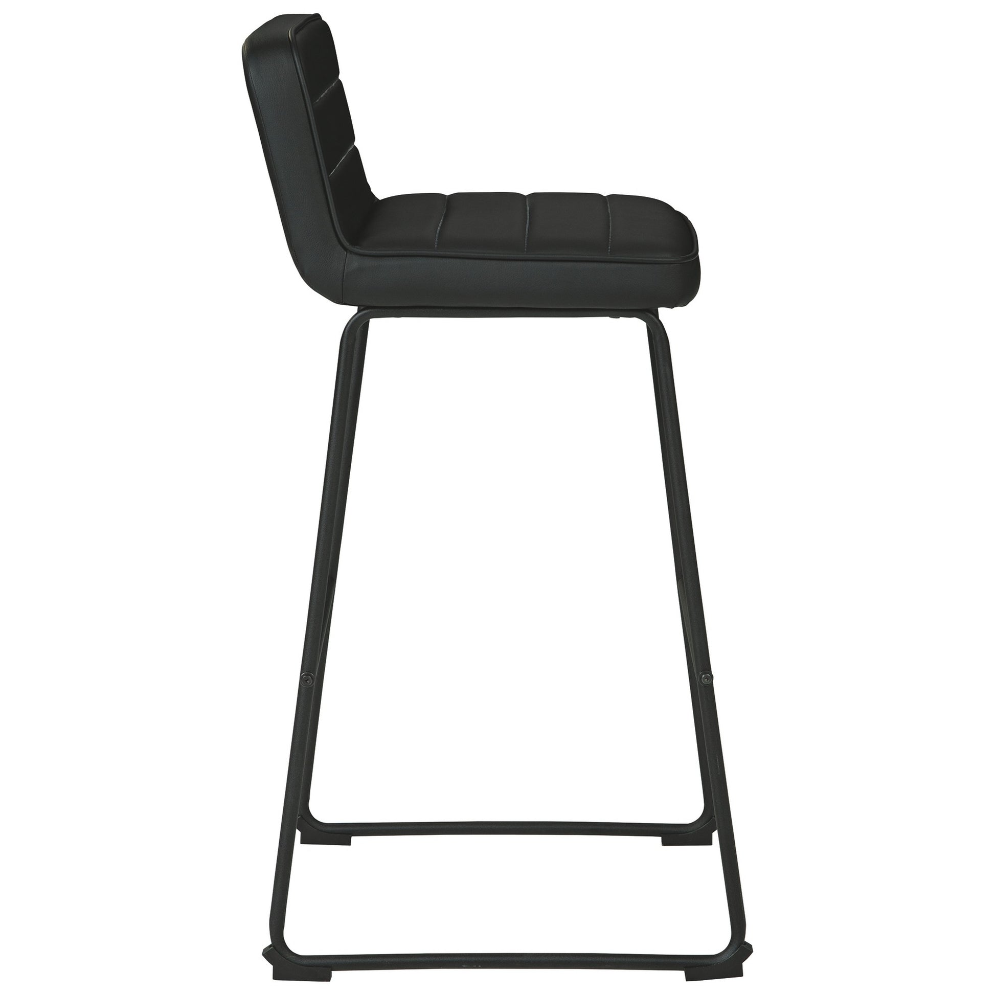 40 Inch Channel Stitched Leatherette Barstool With Sled BaseSet Of 2Black By Benzara | Bar Stools & Tables | Modishstore - 2