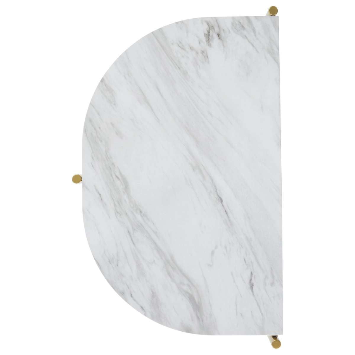 Crescent Moon Shaped Marble Top Metal Chair Side End Table, White And Gold By Benzara | Side Tables |  Modishstore  - 4