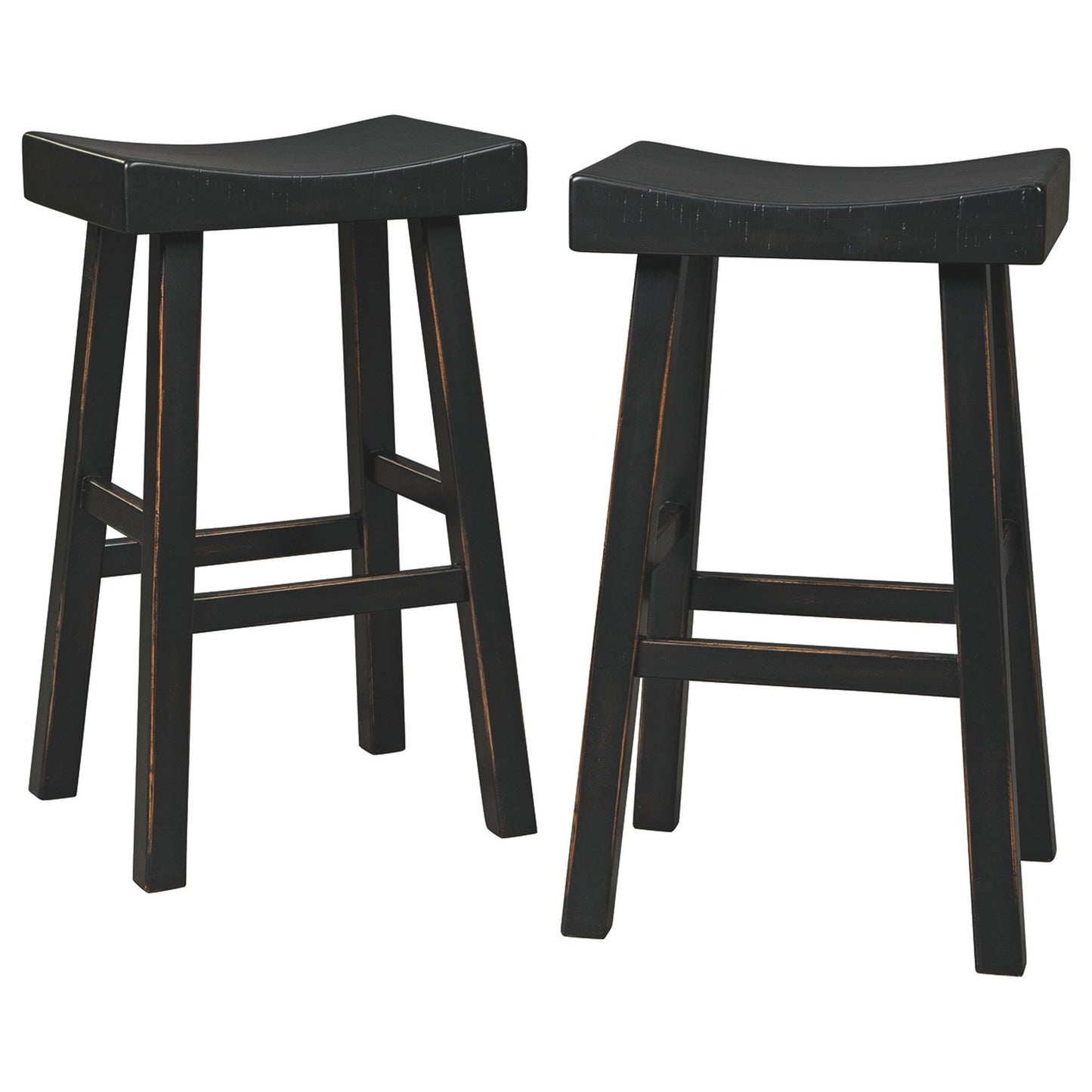 31 Inch Wooden Saddle Stool With Angular Legs Set Of 2 Black By Benzara | Stools | Modishstore