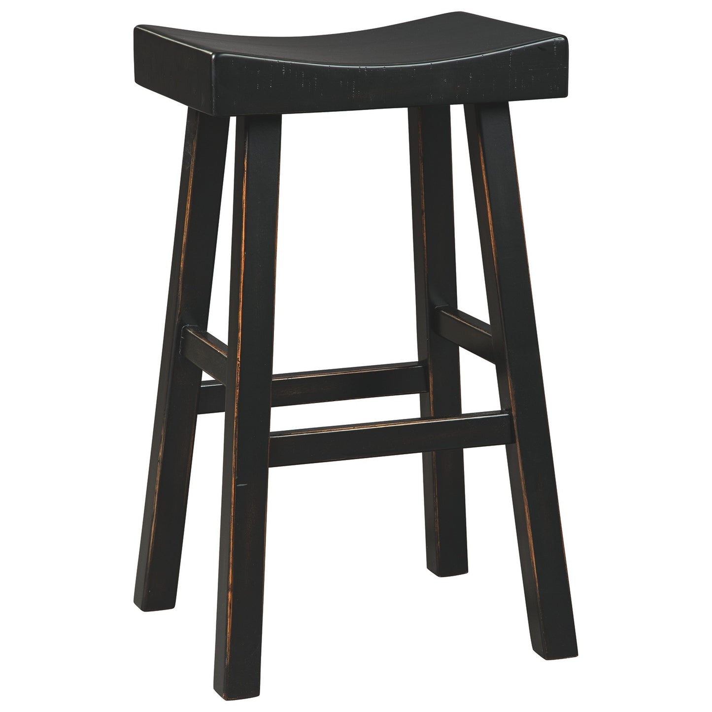 31 Inch Wooden Saddle Stool With Angular Legs Set Of 2 Black By Benzara | Stools | Modishstore - 3