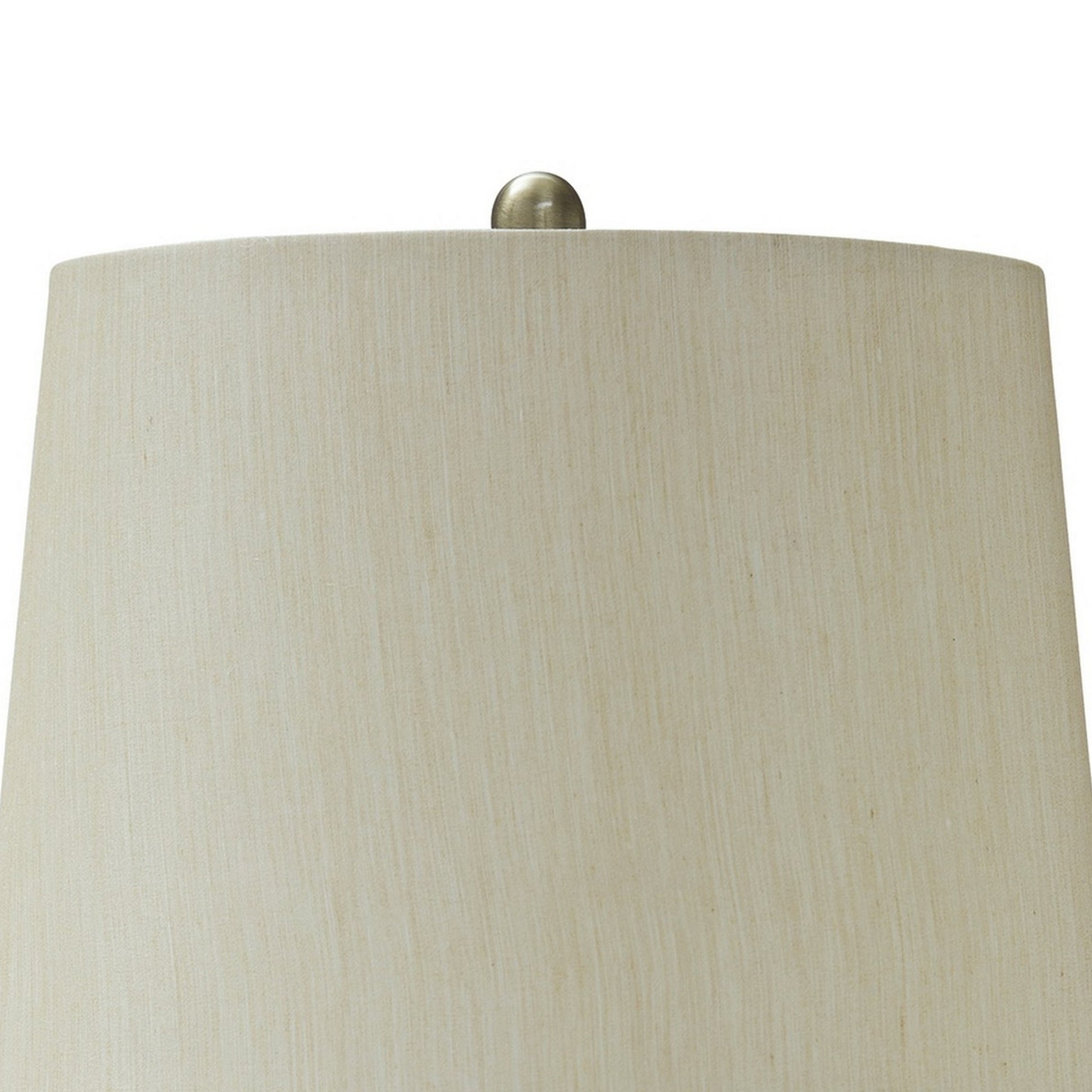 Bellied Glass Table Lamp With Fabric Drum Shade Beige And Clear By Benzara | Desk Lamps | Modishstore - 5