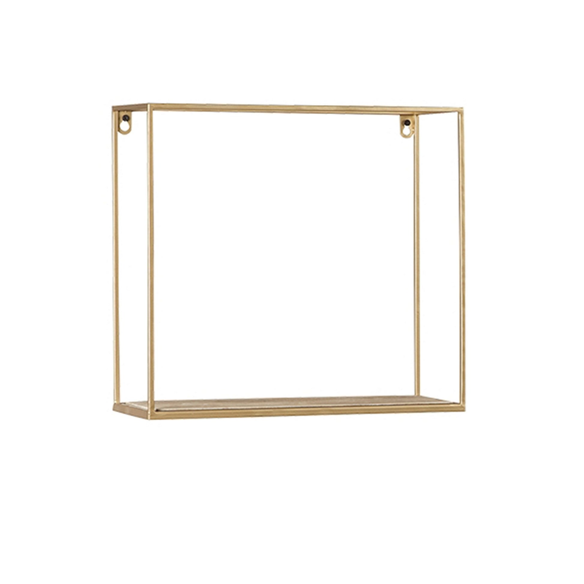 Metal Frame Wall Shelf With Keyhole Hanger Set Of 3 Gold By Benzara | Shelves & Shelving Units | Modishstore - 3