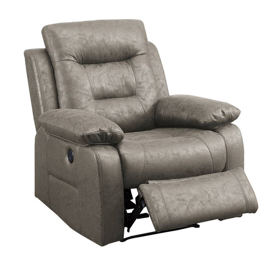 41 Inch Leatherette Power Recliner With Usb Port Gray By Benzara | Chairs & Recliners | Modishstore