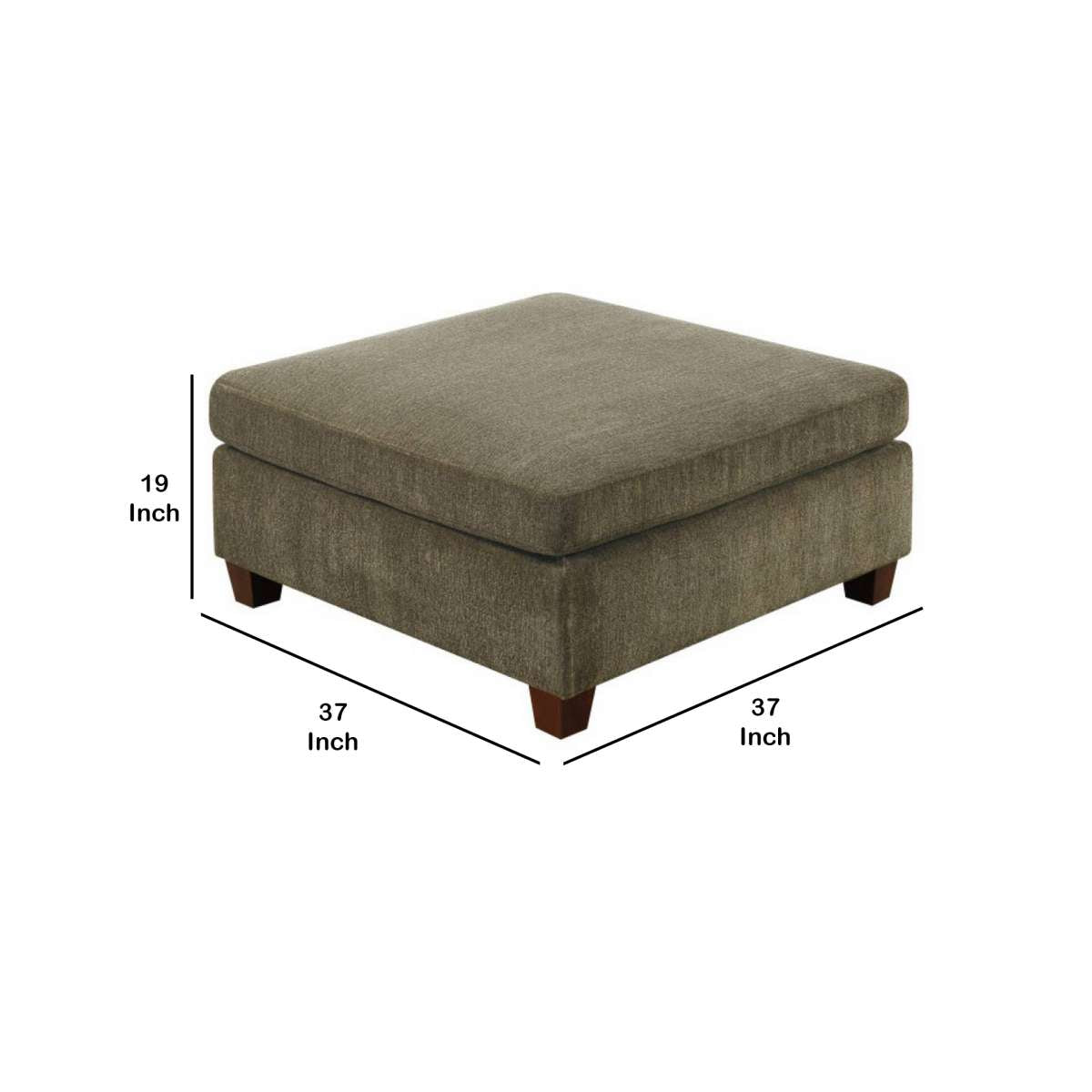 37 Inches Fabric Upholstered Wooden Ottoman, Taupe Brown By Benzara | Ottomans |  Modishstore  - 2