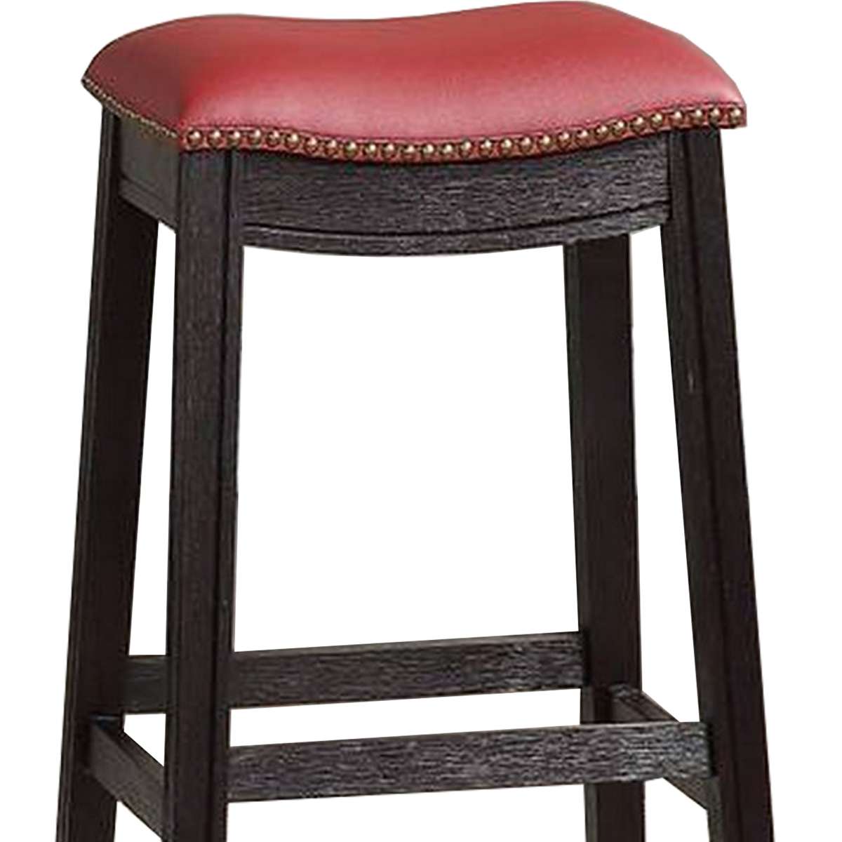 29 Inch Wooden Bar Stool With Upholstered Cushion Seat Set Of 2