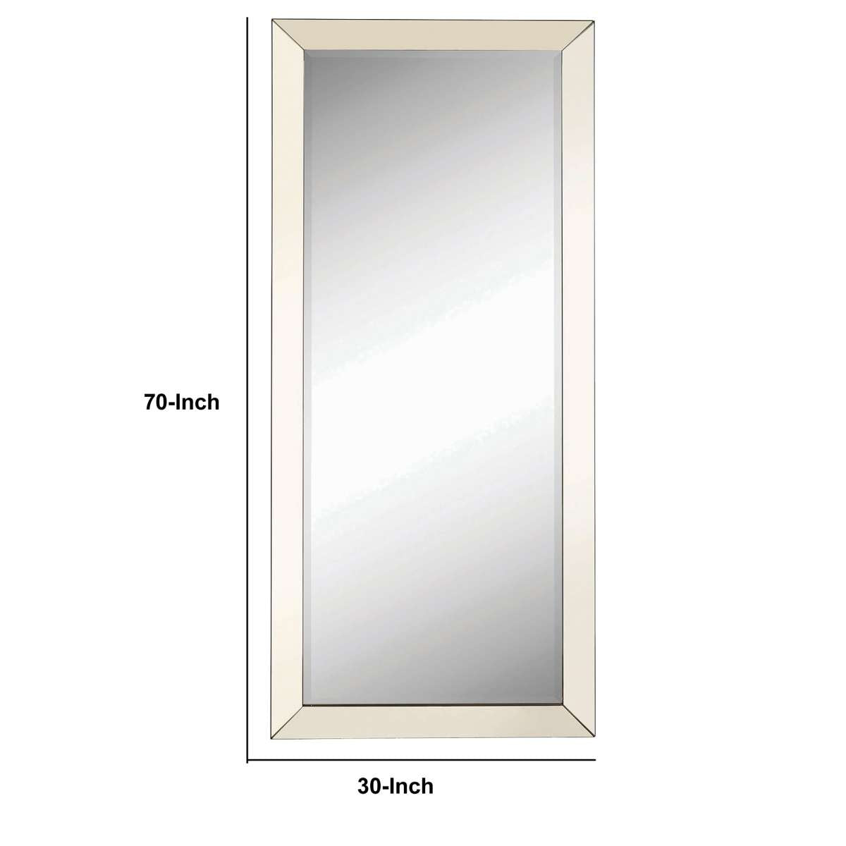Rectangular Shaped Floor Mirror With Beveled Edge, Silver By Benzara | Mirrors |  Modishstore  - 3