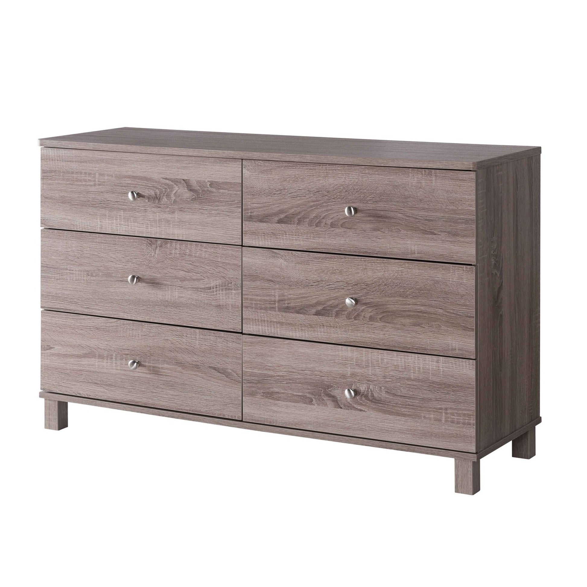 Wooden Rustic Style 6 Drawers Dresser In Mahogany Finish, Brown