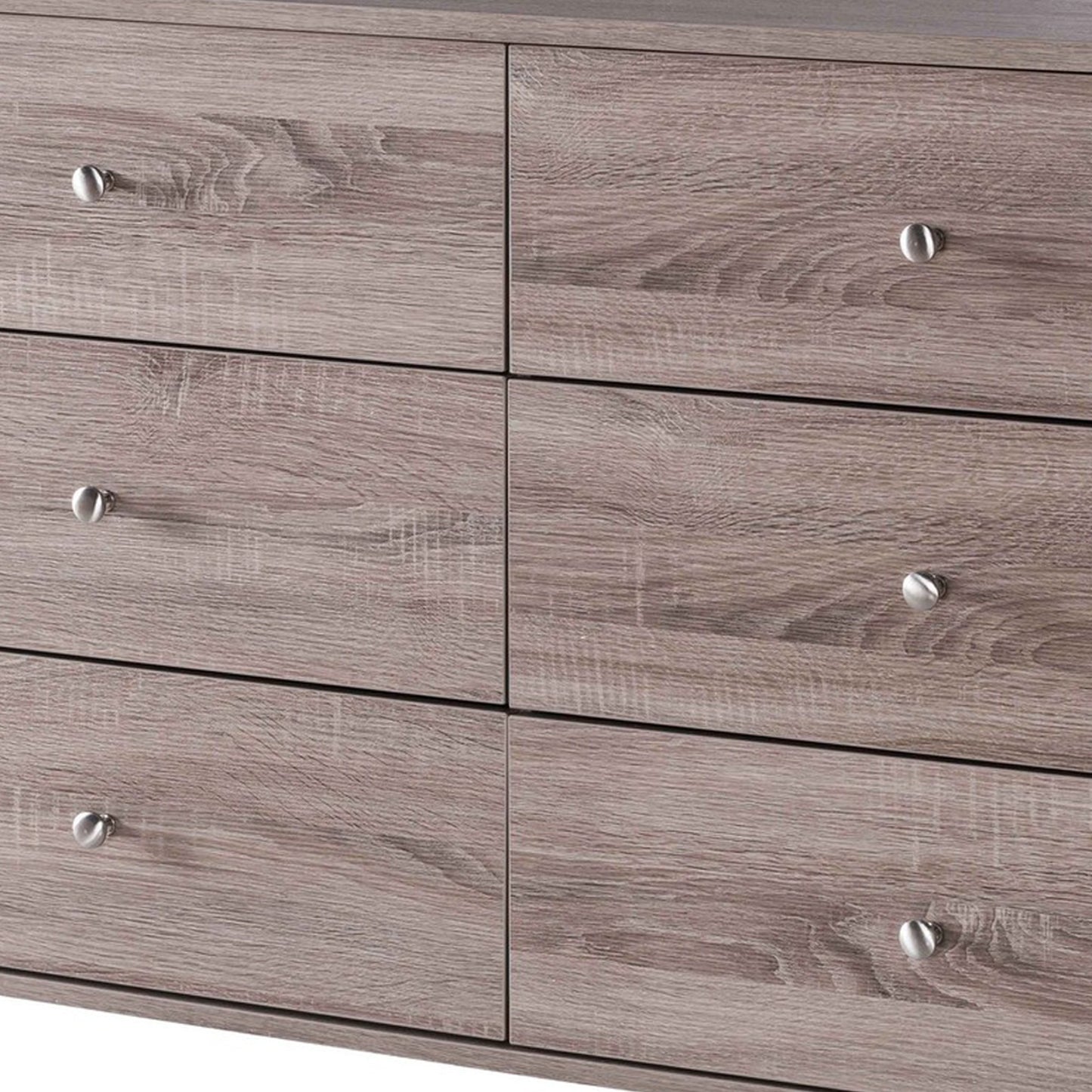 47.25 Inches 6 Drawer Dresser With Straight Legs Taupe Brown By Benzara | Dressers | Modishstore - 3