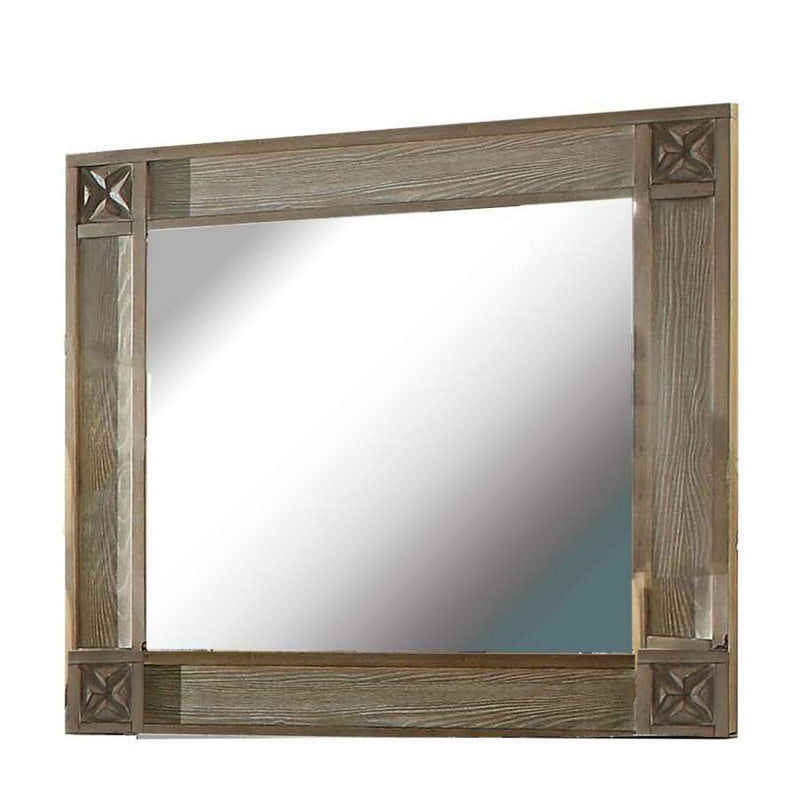 44 Inch Rectangular Mirror With Carved Corners, Brown By Benzara | Mirrors |  Modishstore 