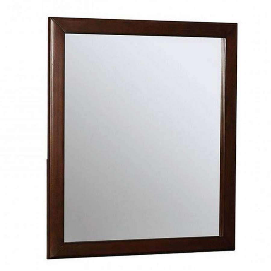 32 Inch Transitional Style Wooden Frame Mirror, Cherry By Benzara | Mirrors |  Modishstore  - 5