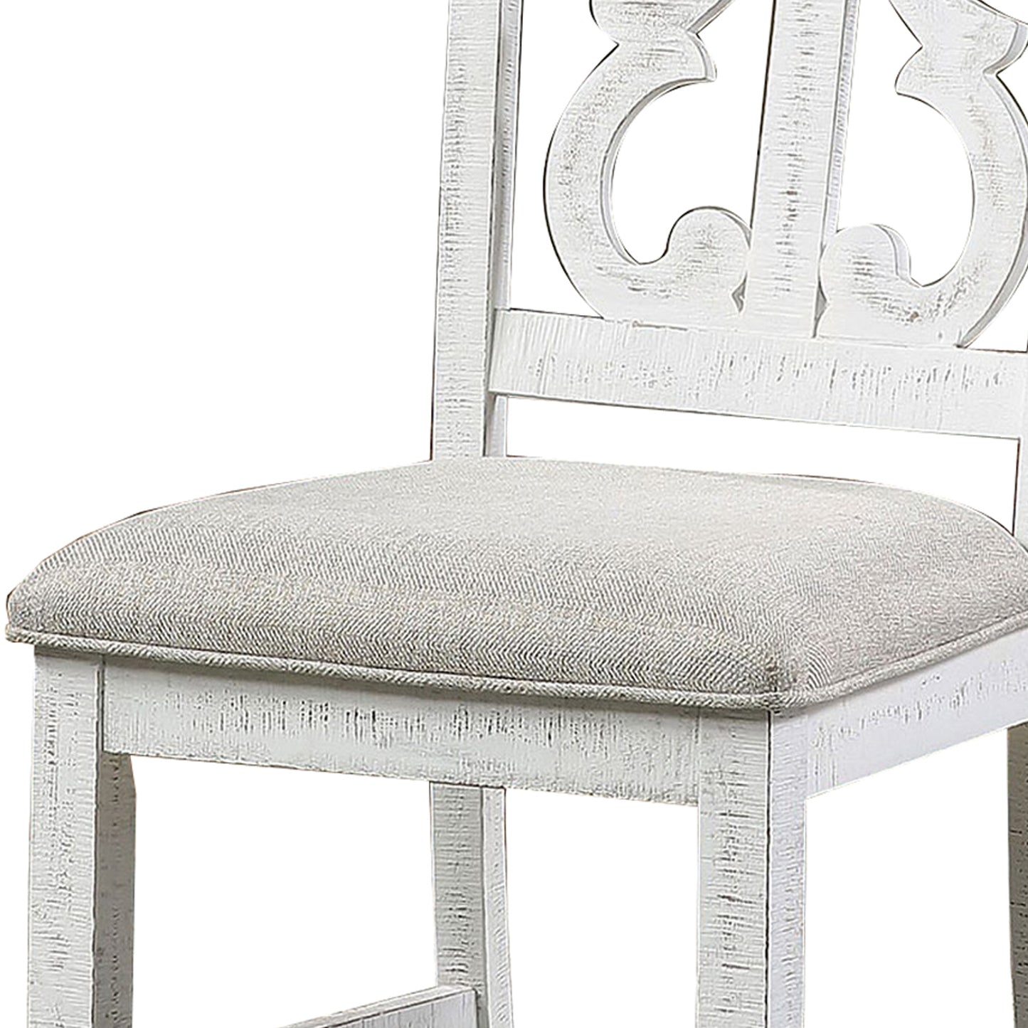 Open Scroll Back Wooden Side Chair With Padded Seat Set Of 2 White By Benzara | Accent Chairs | Modishstore - 4