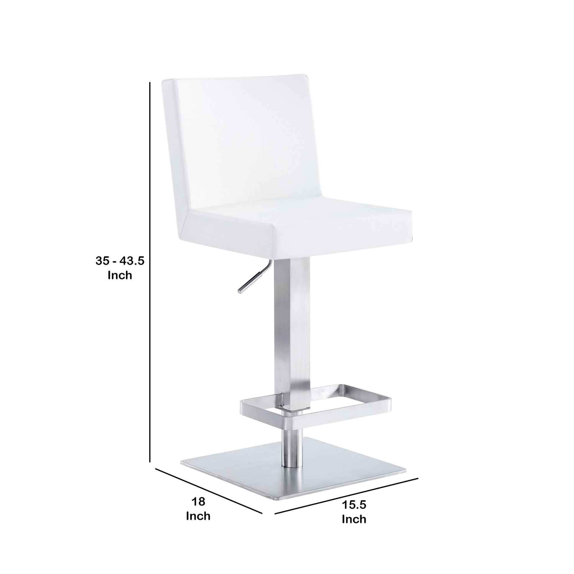 Leatherette Swivel Barstool With Adjustable Height White By Benzara | Bar Stools & Tables | Modishstore - 5