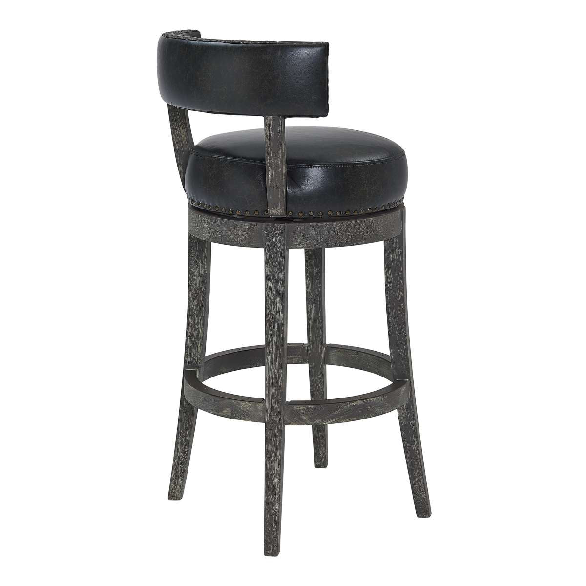 31 Inches Nailhead Trim Leatherette Swivel Barstool, Gray By Benzara | Bar Stools |  Modishstore  - 4