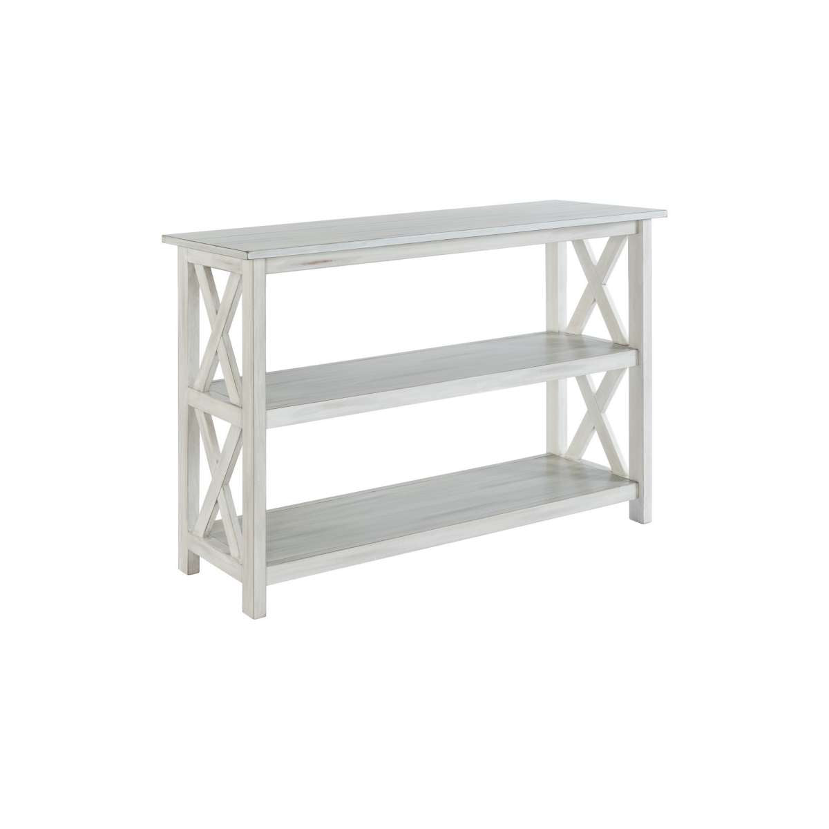 2 Shelf Wooden Entryway Table With X Shaped Accent, White By Benzara | Side Tables |  Modishstore  - 2