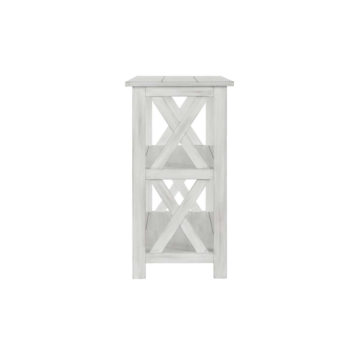 2 Shelf Wooden Entryway Table With X Shaped Accent, White By Benzara | Side Tables |  Modishstore  - 5