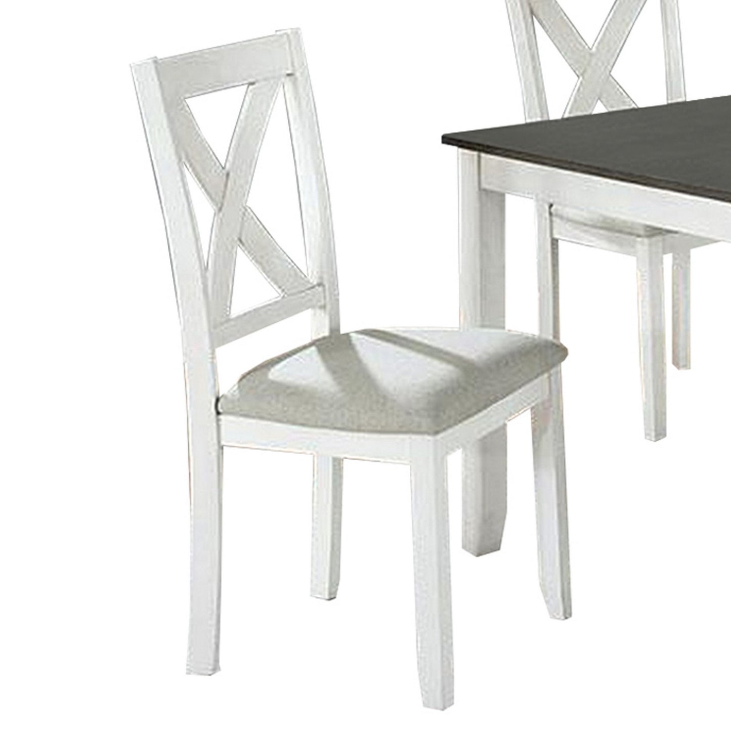 5 Piece Dining Table Set With Padded Seat And X Back White By Benzara | Dining Tables | Modishstore - 2