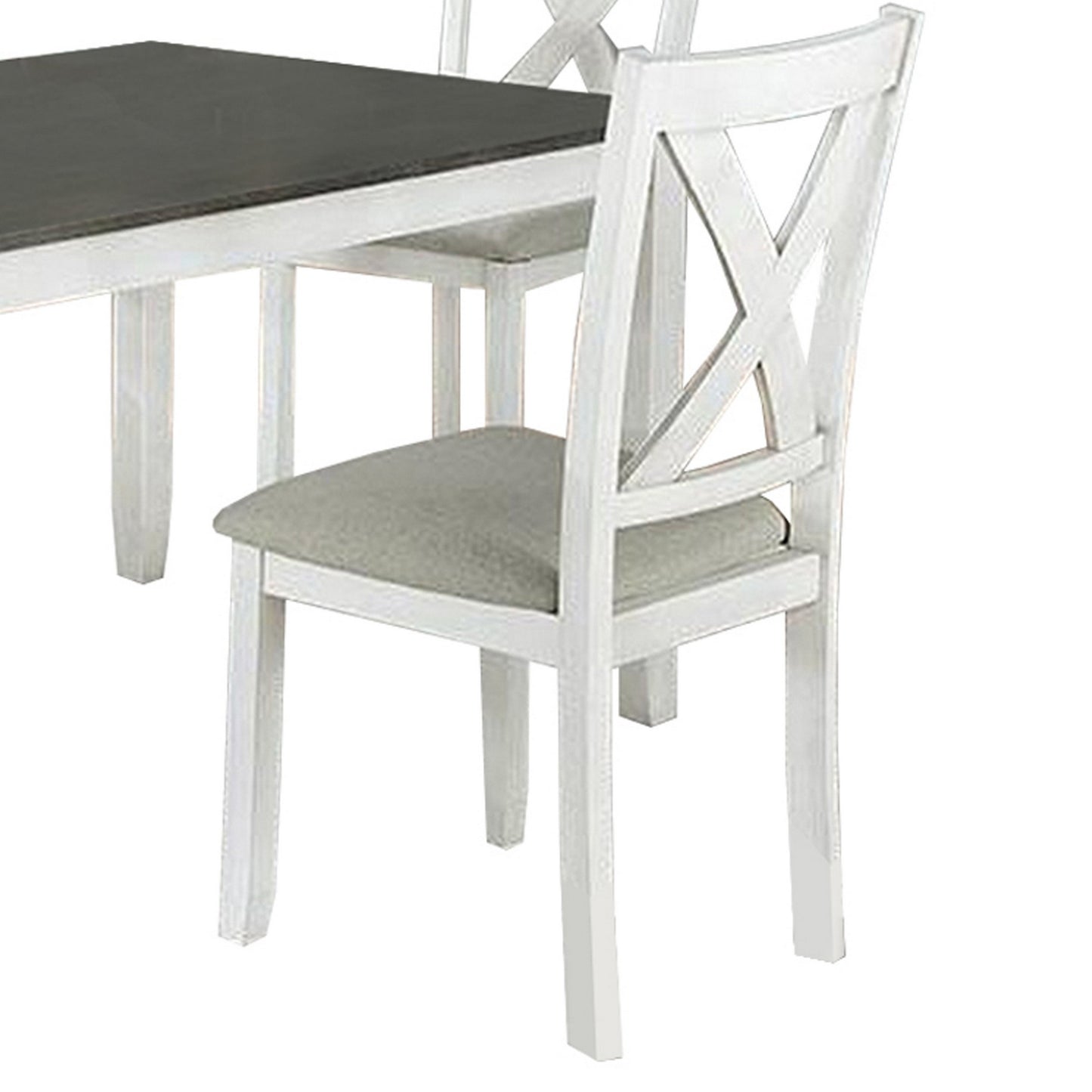 5 Piece Dining Table Set With Padded Seat And X Back White By Benzara | Dining Tables | Modishstore - 4