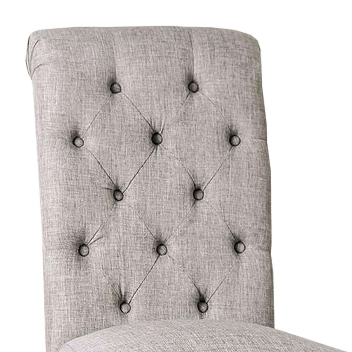 Side Chair With Button Tufted Backrest, Set Of 2, Gray By Benzara | Side Chairs |  Modishstore  - 5