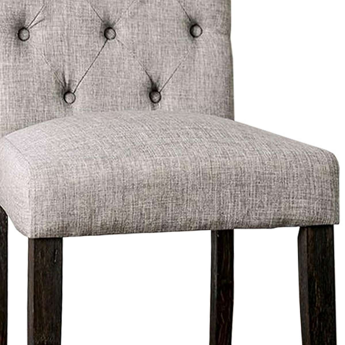 Side Chair With Button Tufted Backrest, Set Of 2, Gray By Benzara | Side Chairs |  Modishstore  - 4