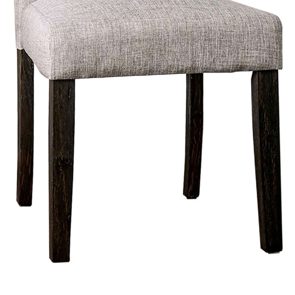 Side Chair With Button Tufted Backrest, Set Of 2, Gray By Benzara | Side Chairs |  Modishstore  - 3