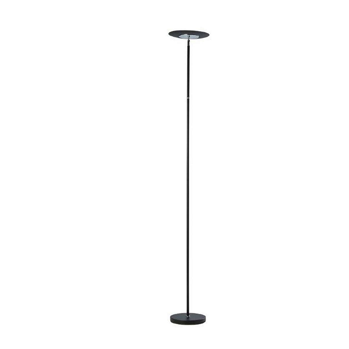 Floor Lamp With Adjustable Torchiere Head And Sleek Metal Body, Black By Benzara | Floor Lamps |  Modishstore 