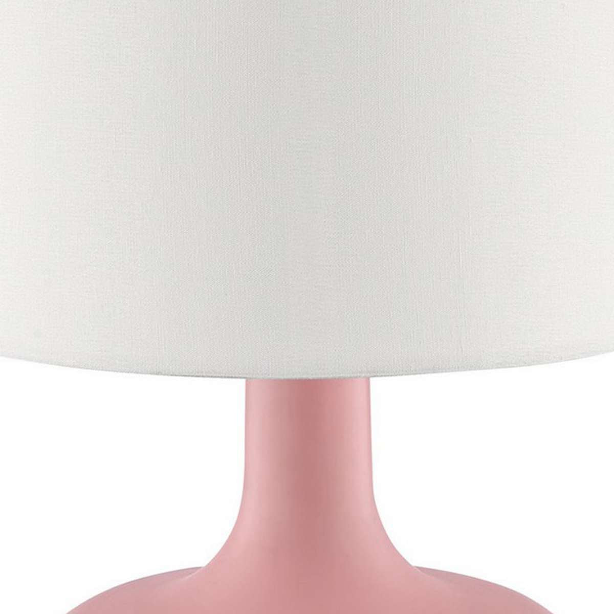 Table Lamp With Teardrop Metal Base And Fabric Shade, Pink By Benzara | Table Lamps |  Modishstore  - 4