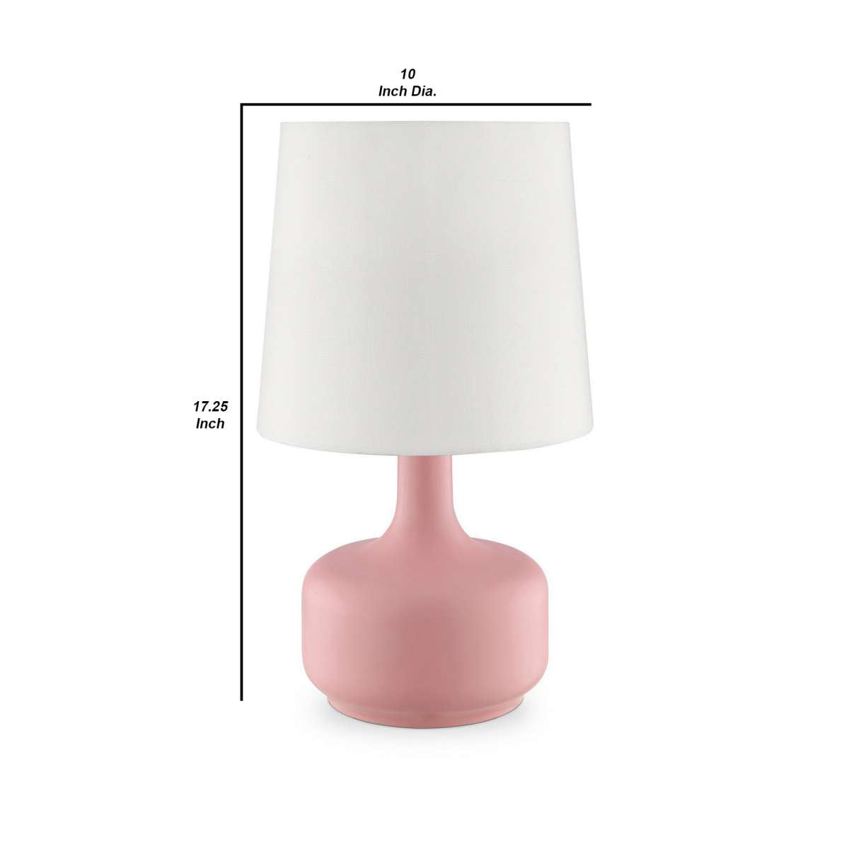 Table Lamp With Teardrop Metal Base And Fabric Shade, Pink By Benzara | Table Lamps |  Modishstore  - 2