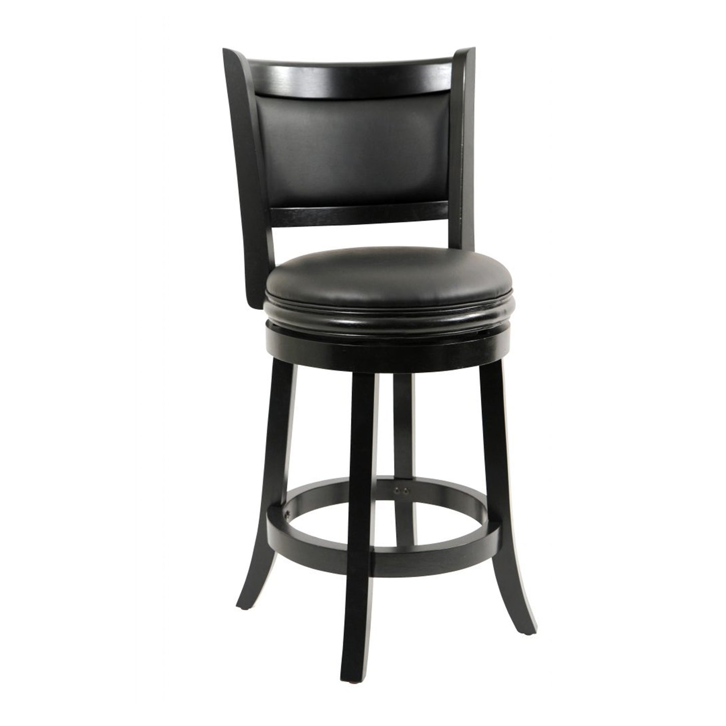 Round Wooden Swivel Counter Stool With Padded Seat And Back, Black By Benzara | Bar Stools & Table |  Modishstore 