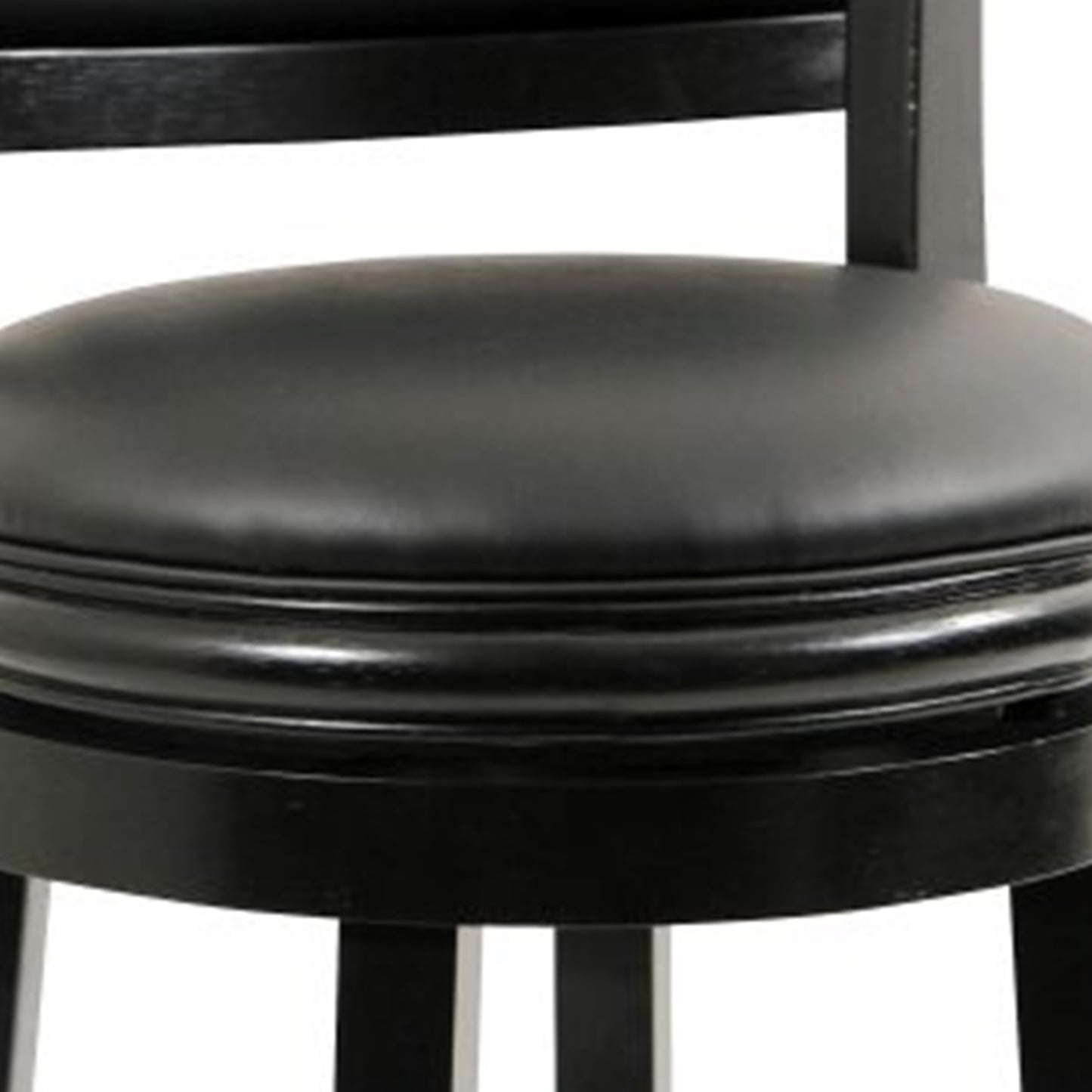 Round Wooden Swivel Counter Stool With Padded Seat And Back, Black By Benzara | Bar Stools & Table |  Modishstore  - 4