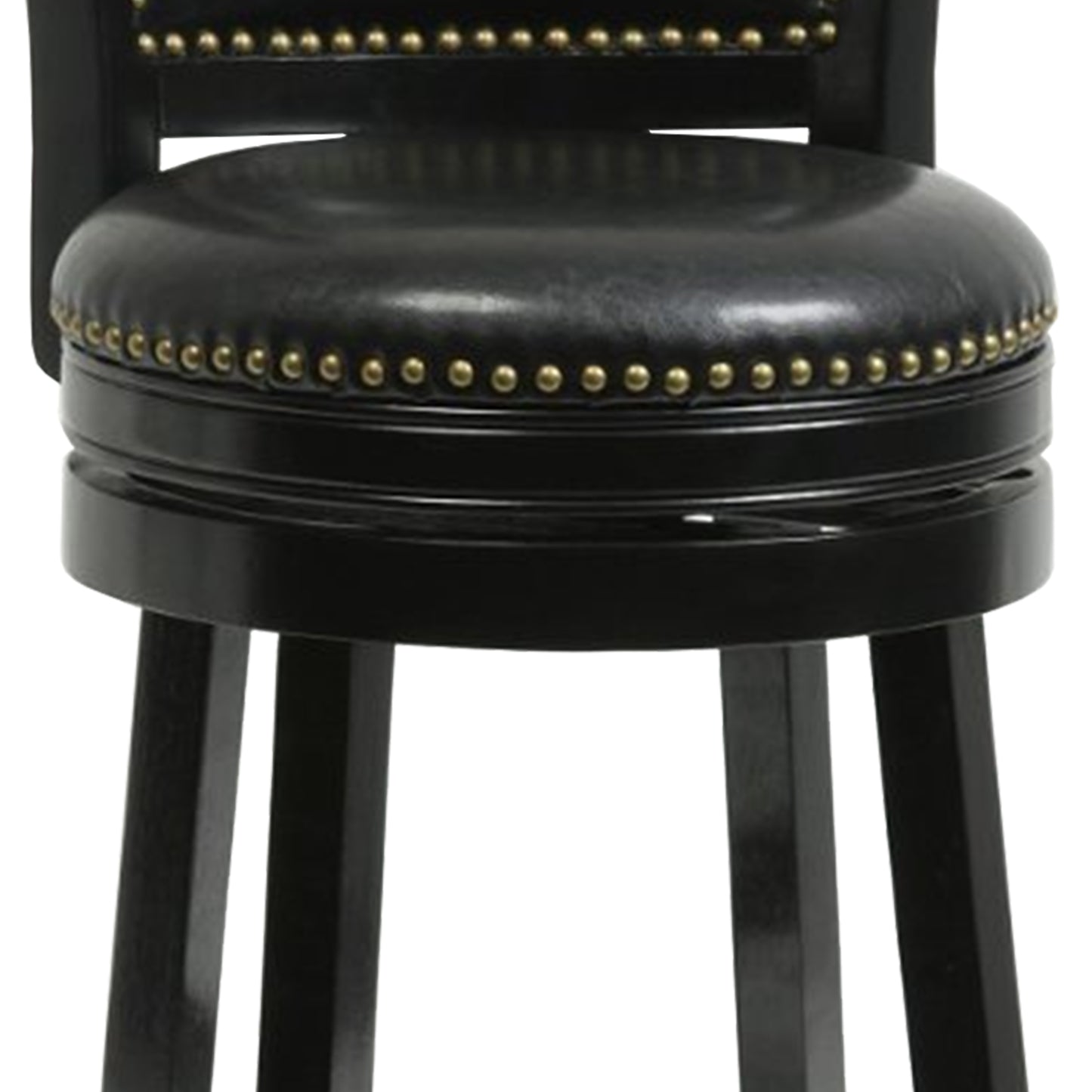 Nailhead Trim Round Leatherette Counter Stool With Flared Legs, Black By Benzara | Bar Stools & Table |  Modishstore  - 5