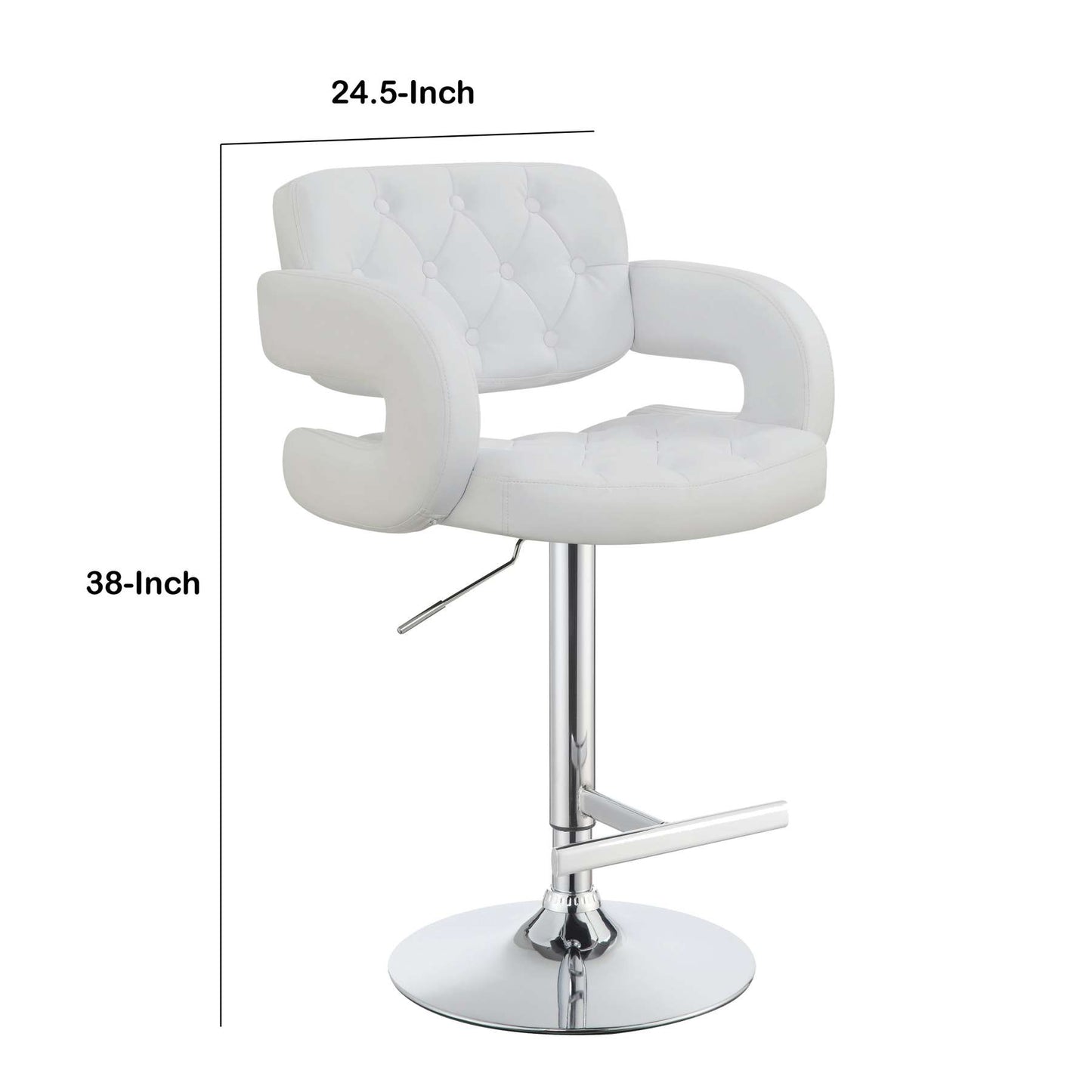 Modern Style Adjustable Height Bar Stool, White  By Benzara | Bar Stools |  Modishstore  - 4