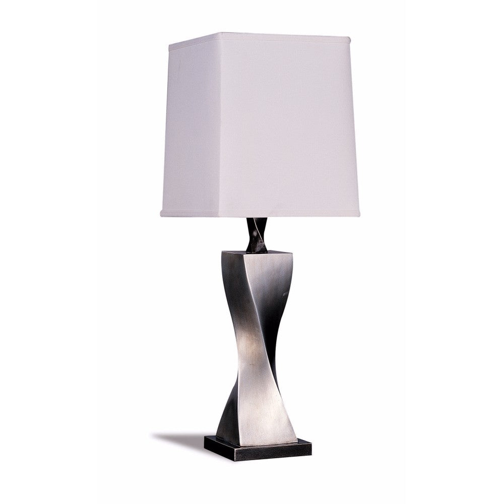 Square Shade Twist Table Lamp, White & Silver, Set Of 2  By Benzara | Table Lamps |  Modishstore 