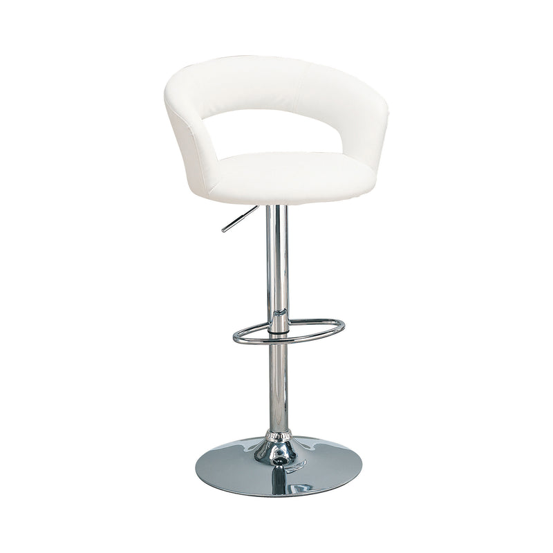 Contemporary Faux Leather Bar Stool, White By Benzara | Bar Stools | Modishstore