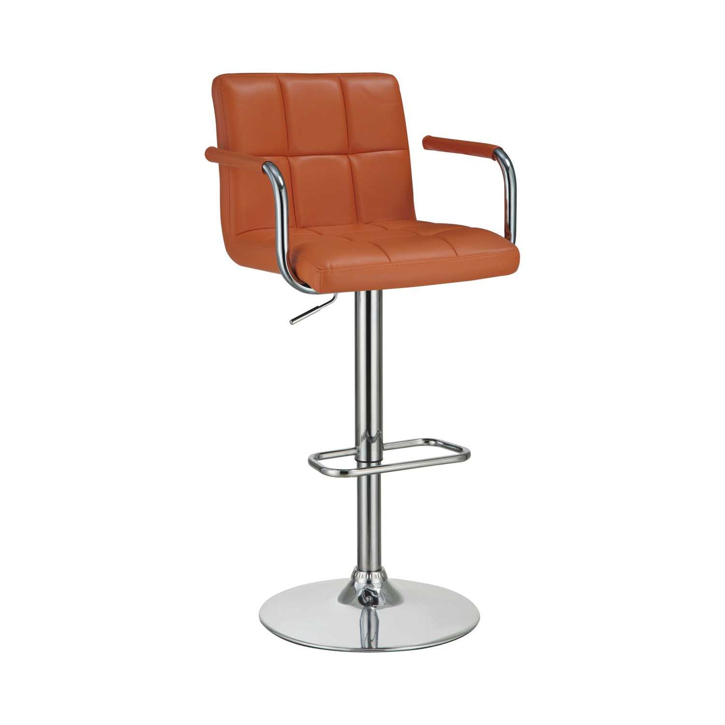 Grid Adjustable Swiveling Bar Stool, Orange  By Benzara | Bar Stools |  Modishstore 