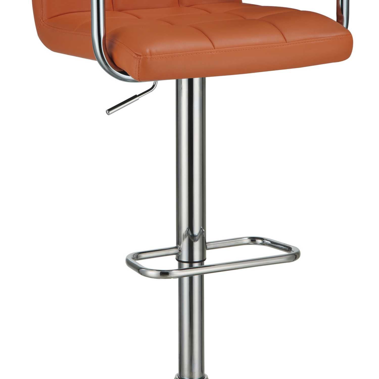 Grid Adjustable Swiveling Bar Stool, Orange  By Benzara | Bar Stools |  Modishstore  - 3