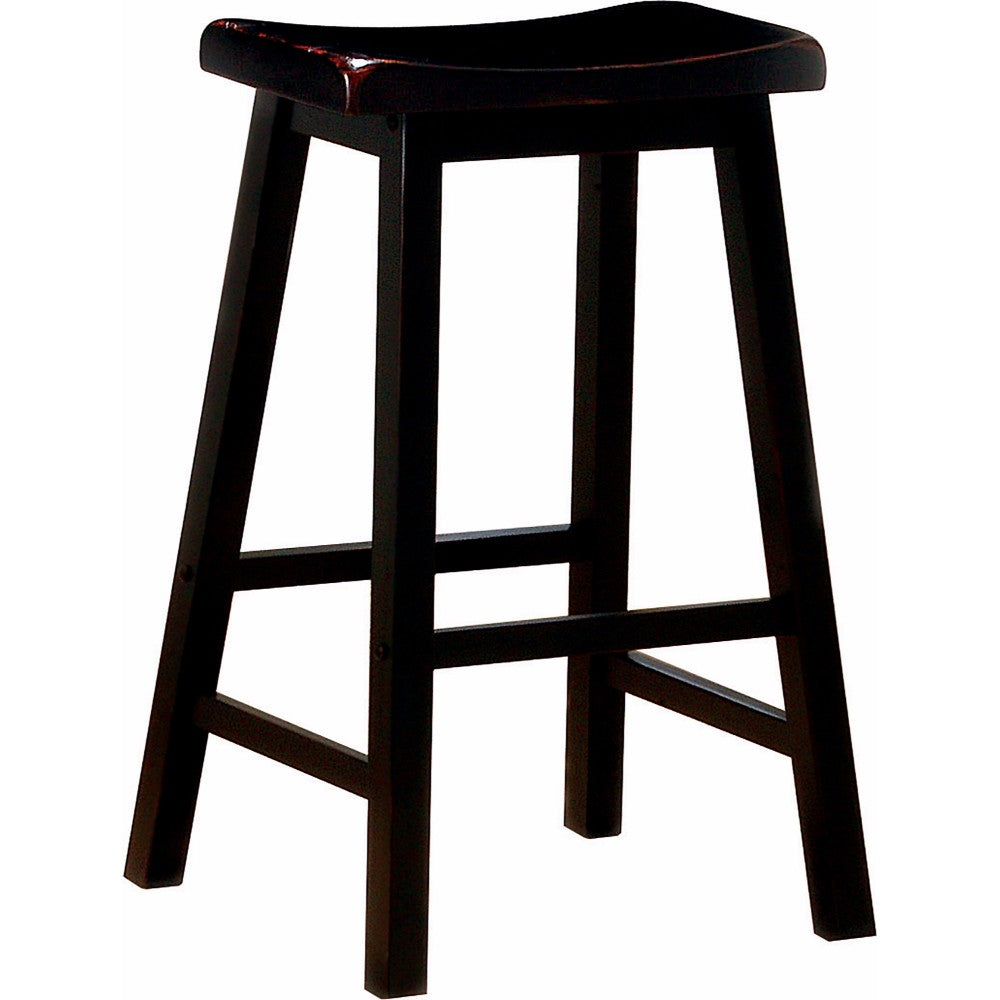 Wooden Casual Bar Height Stool, Dark Brown, Set Of 2 By Benzara | Bar Stools |  Modishstore 