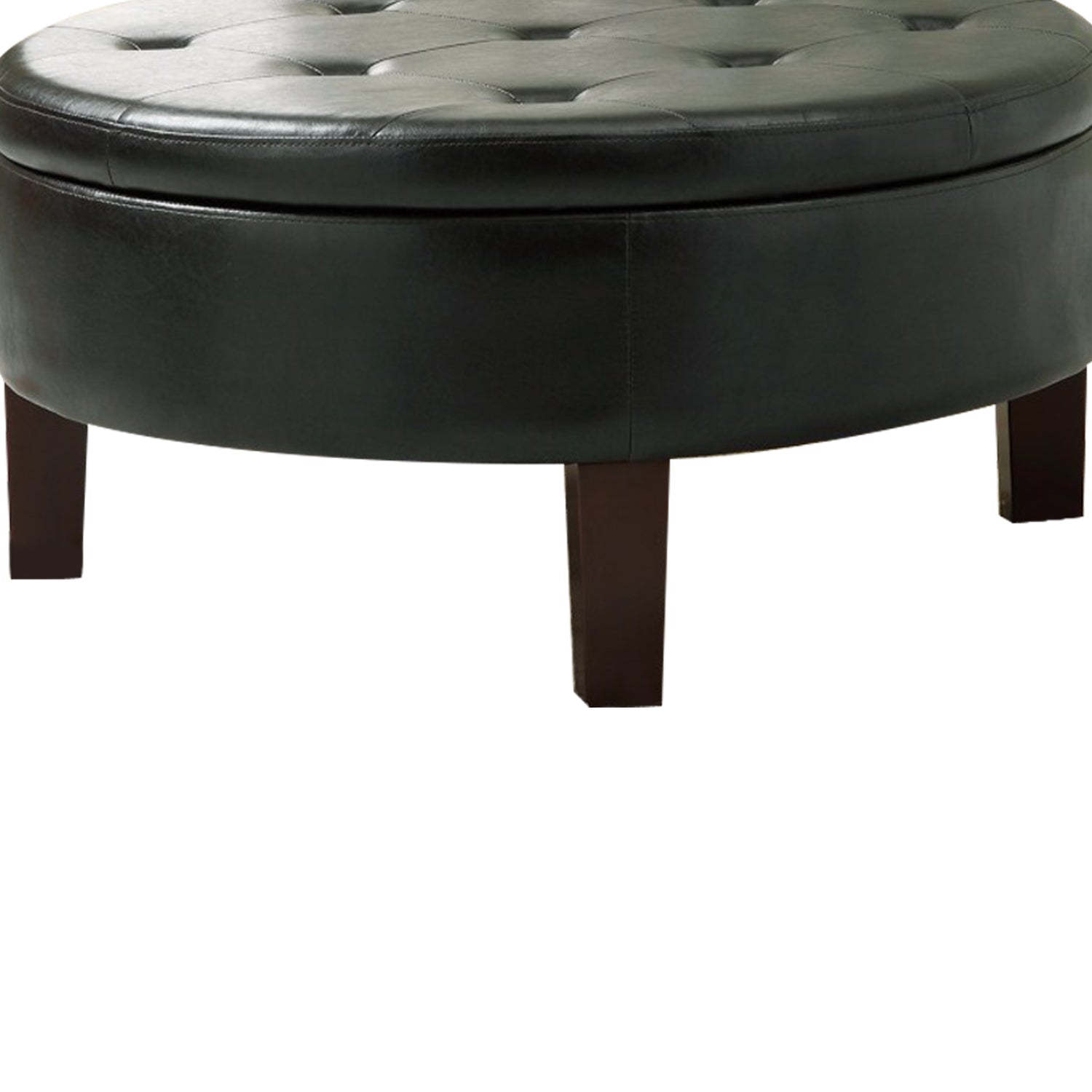 Traditional Round Tufted Storage Ottoman, Dark Brown By Benzara | Ottomans |  Modishstore  - 3