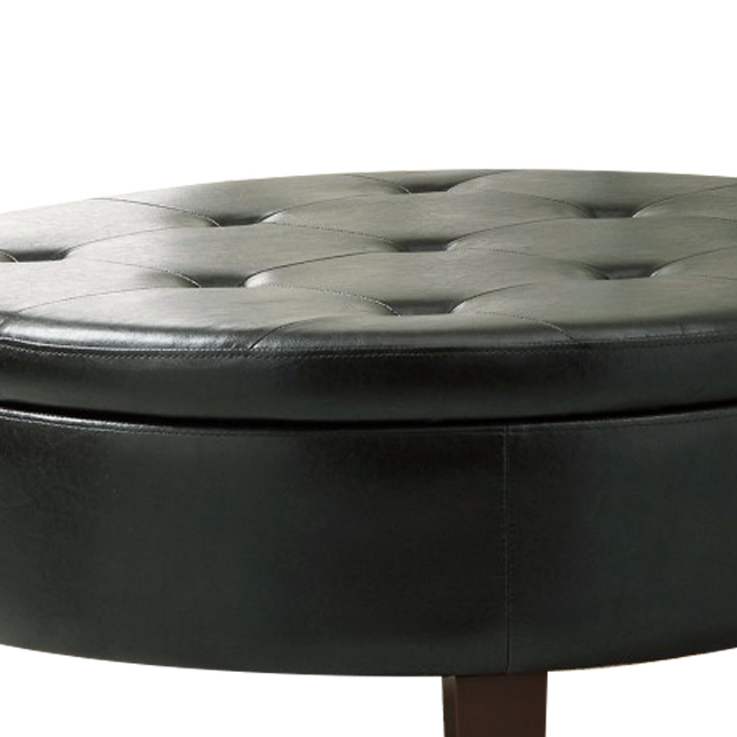 Traditional Round Tufted Storage Ottoman, Dark Brown By Benzara | Ottomans |  Modishstore  - 4