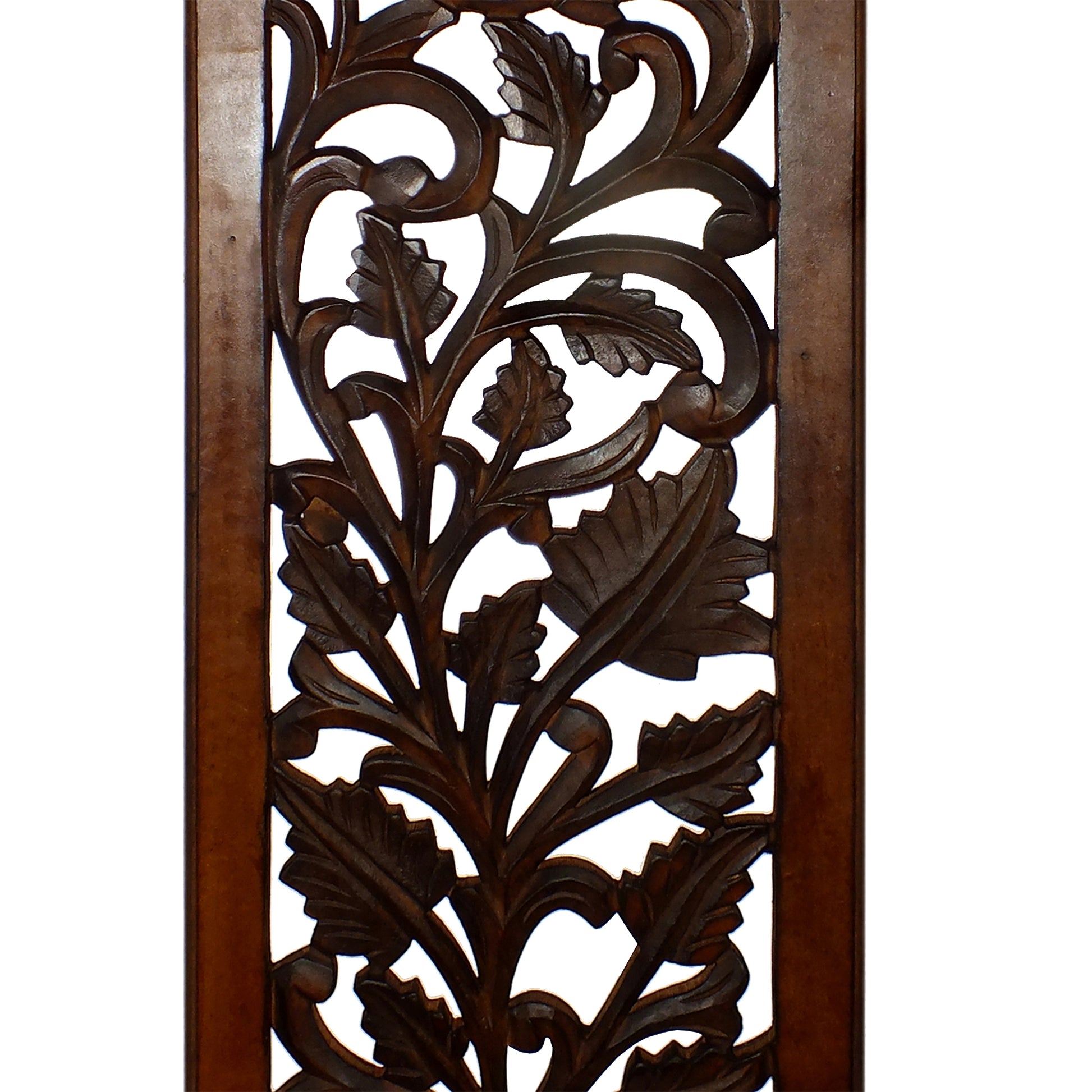 Brown Mango Wood Handmade Carved Leaf Wall Decor (Set of 3) - Small