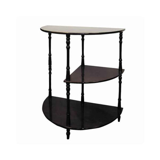 Traditional Style Wooden 3 Tier Half Table With Turned Legs, Dark Brown By Benzara | Side Tables |  Modishstore 