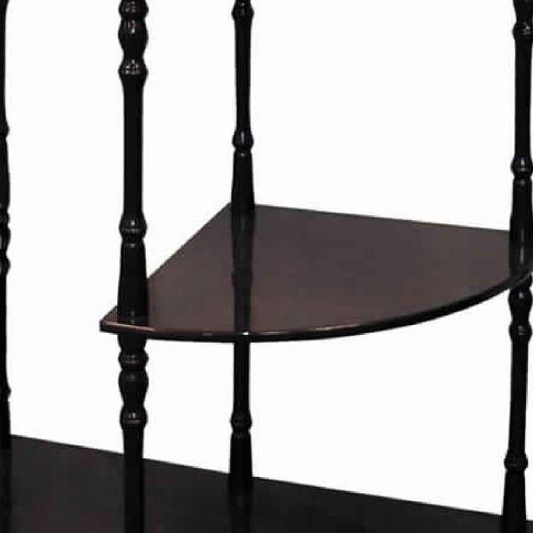 Traditional Style Wooden 3 Tier Half Table With Turned Legs, Dark Brown By Benzara | Side Tables |  Modishstore  - 4