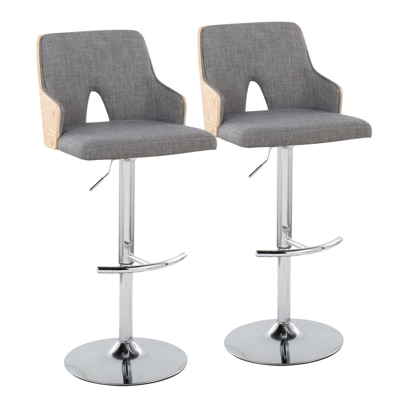 Stella Adjustable Barstool - Set of 2 Cream By LumiSource | Bar Stools | Modishstore - 9