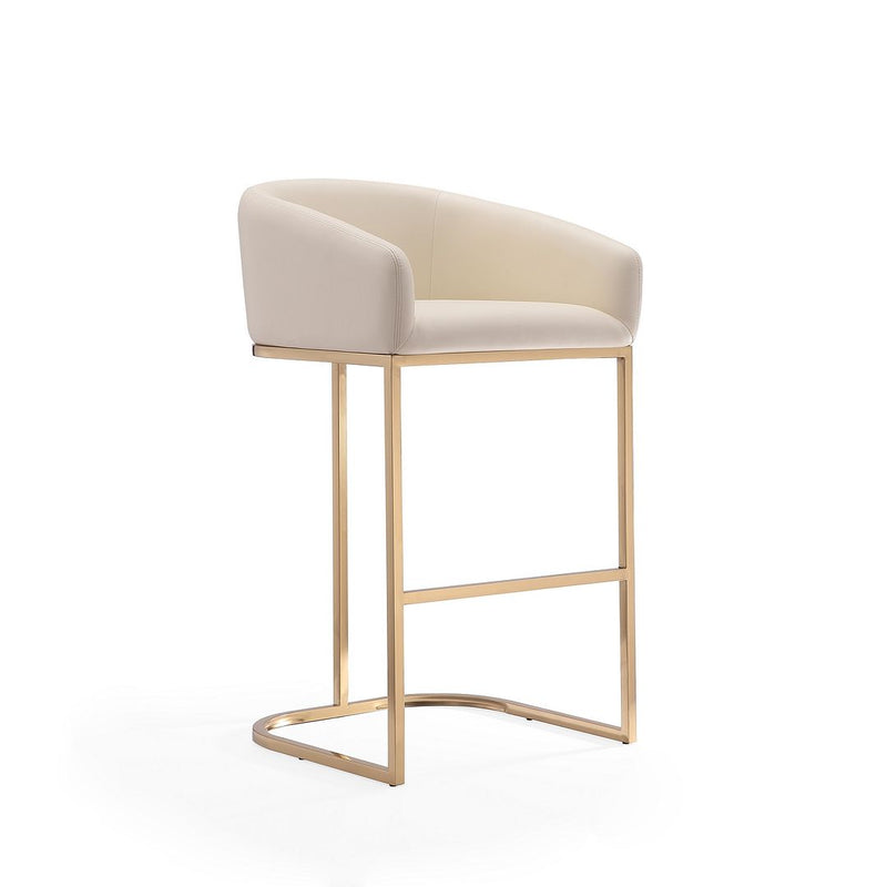 Manhattan Comfort Louvre 40 in. Cream and Titanium Gold Stainless Steel Barstool | Bar Stools | Modishstore