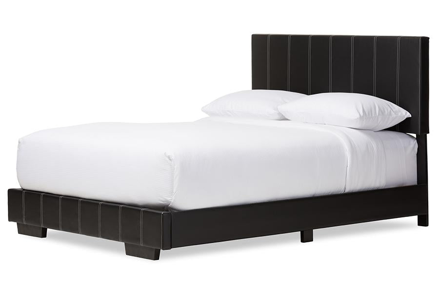 baxton studio solo modern and contemporary black faux leather full size platform bed | Modish Furniture Store-2