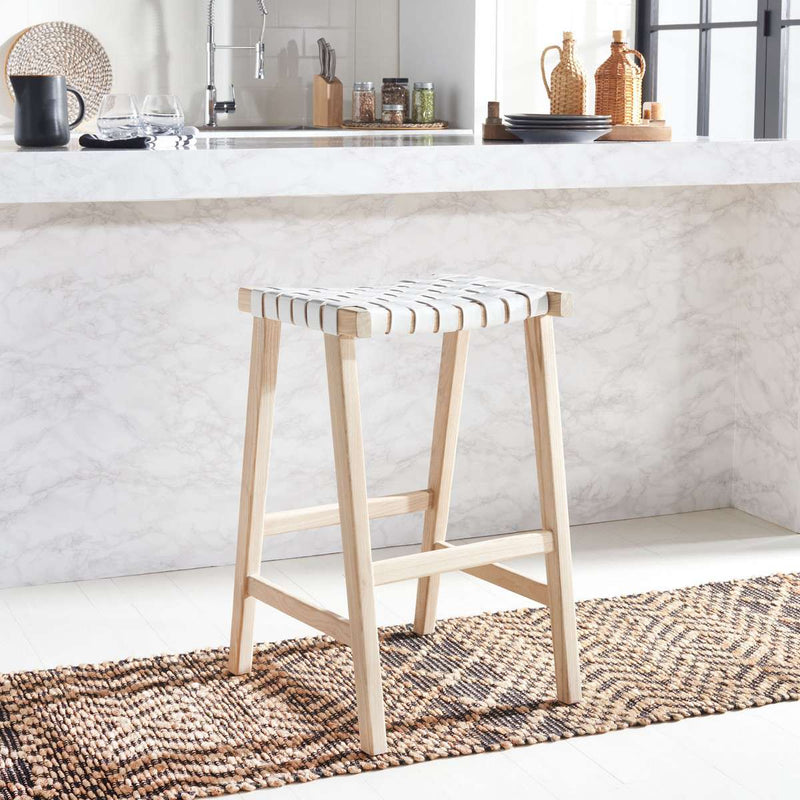 Safavieh Abreu Rectangle Barstool - White | Bar Stools | Modishstore