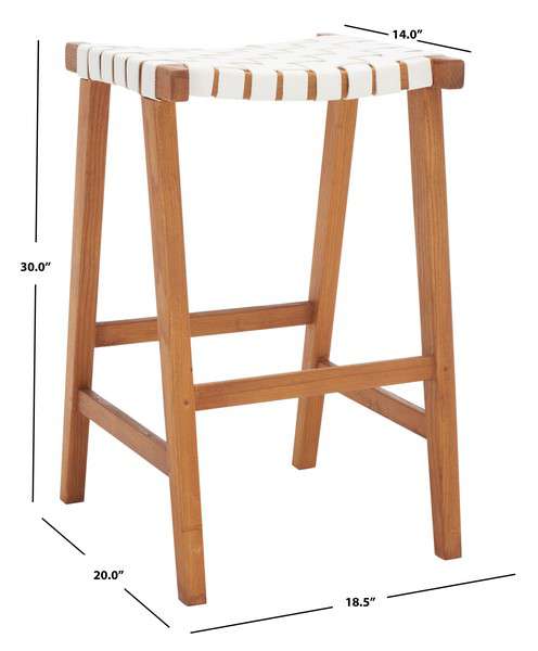 Safavieh Abreu Rectangle Barstool - White | Bar Stools | Modishstore - 4