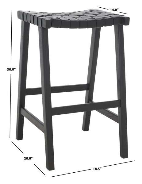 Safavieh Abreu Rectangle Barstool - Black | Bar Stools | Modishstore - 4